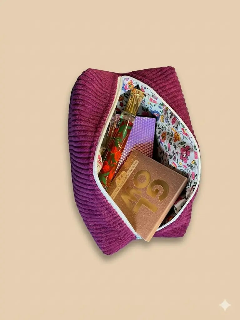 💗 Trousse Chloé – Velours rose Les créations de Vanou