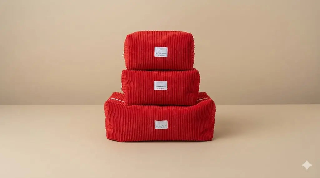 ❤️ Trousse Emma – Velours rouge Les créations de Vanou