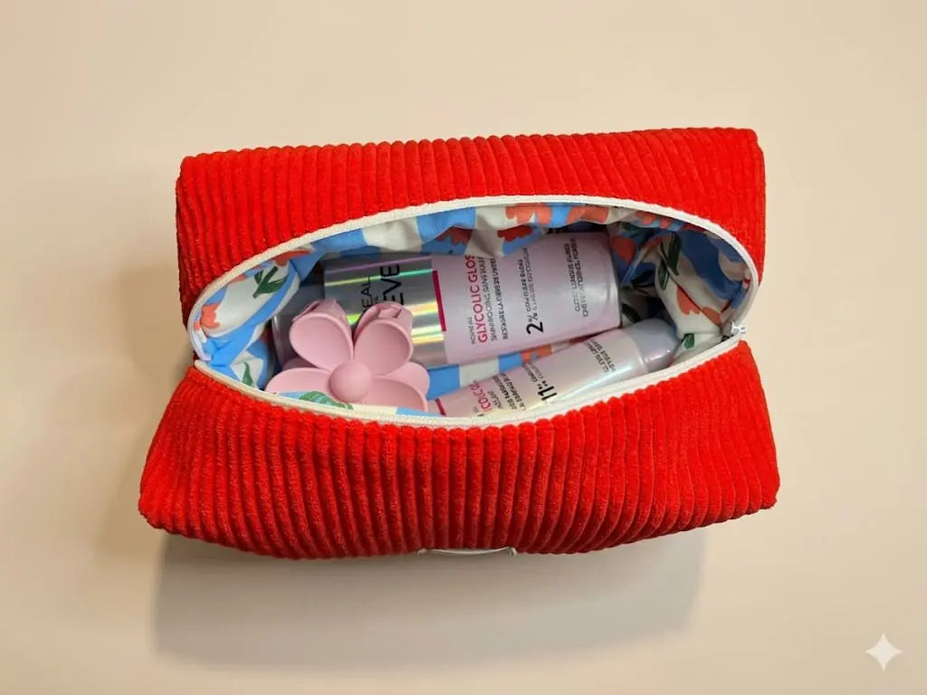 ❤️ Trousse Emma – Velours rouge Les créations de Vanou