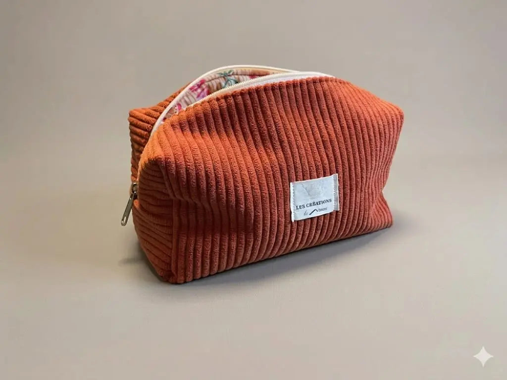 🧡 Trousse Léa – Velours terracotta Les créations de Vanou