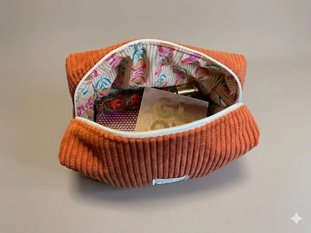 🧡 Trousse Léa – Velours terracotta Les créations de Vanou